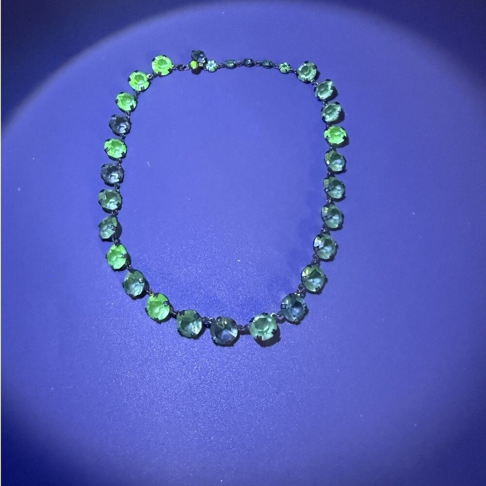Antique Art Deco Mixed UV Reactive Glass Rivière Necklace Uranium Manganese UV - Picture 11 of 16